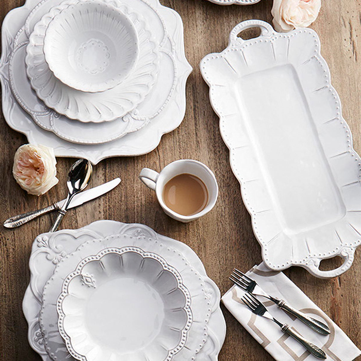 ARTE ITALICA: Bella Bianca Rectangular Tray - tops-selection.shop