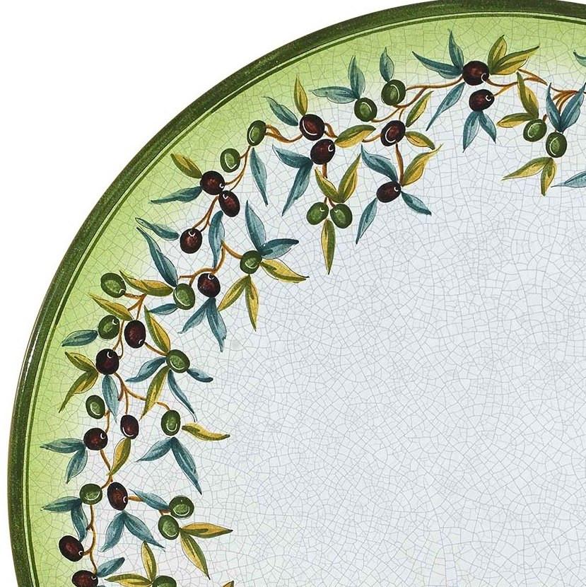 CERAMIC STONE TABLE + IRON BASE: TREVI Design - Hand Painted in Deruta, Italy. - tops-selection.shop