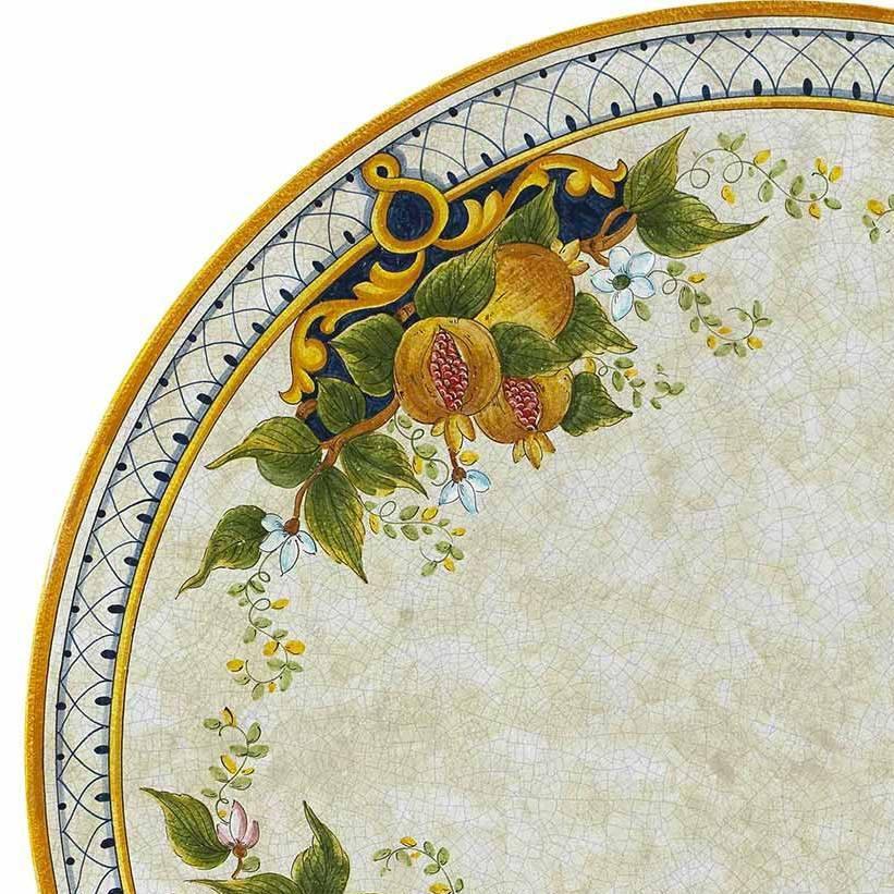 CERAMIC STONE TABLE + IRON BASE: TROPEA Design - Hand Painted in Deruta, Italy. - tops-selection.shop