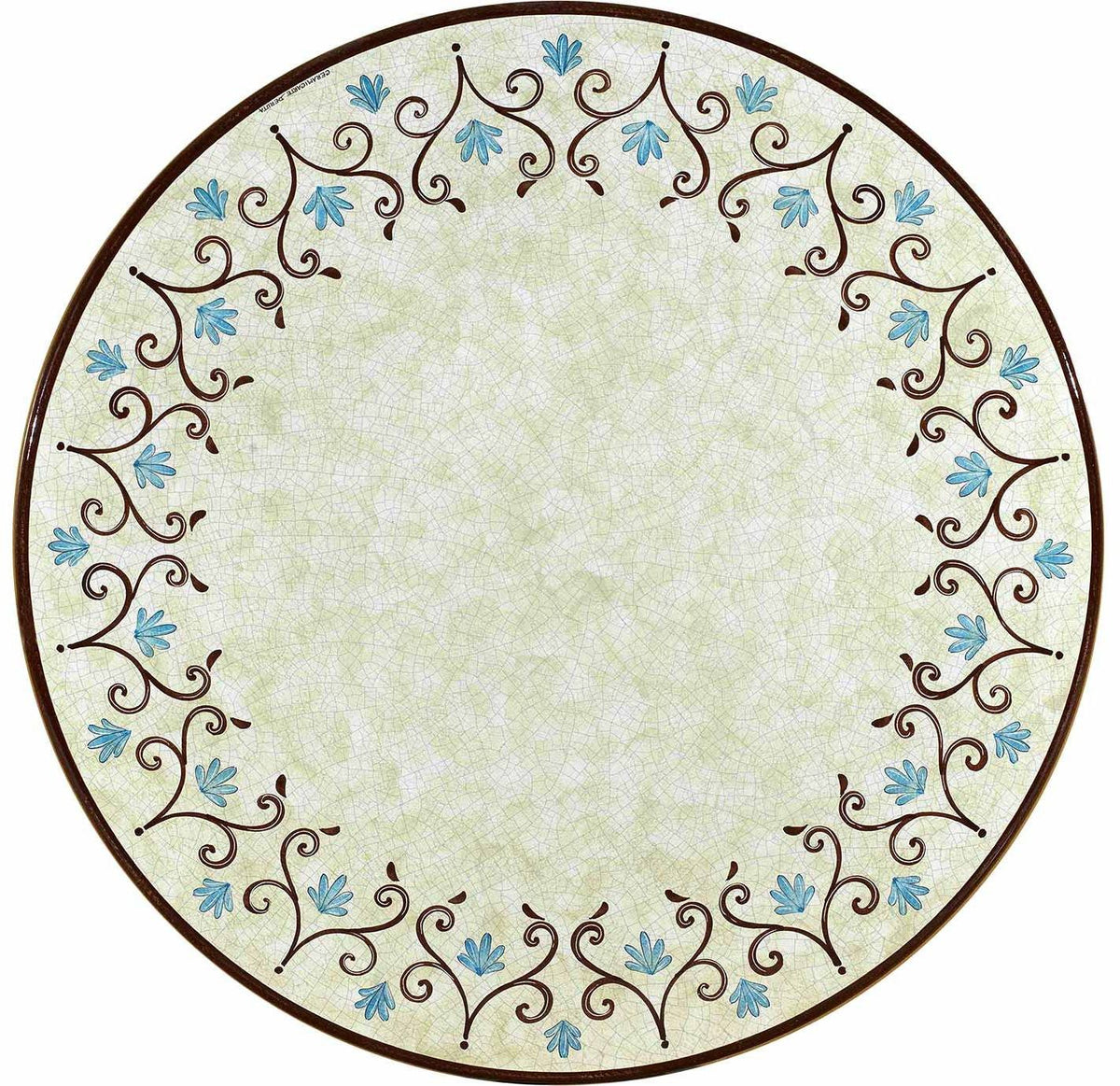 CERAMIC STONE TABLE + IRON BASE: USA2 Design - Hand Painted in Deruta, Italy. - tops-selection.shop