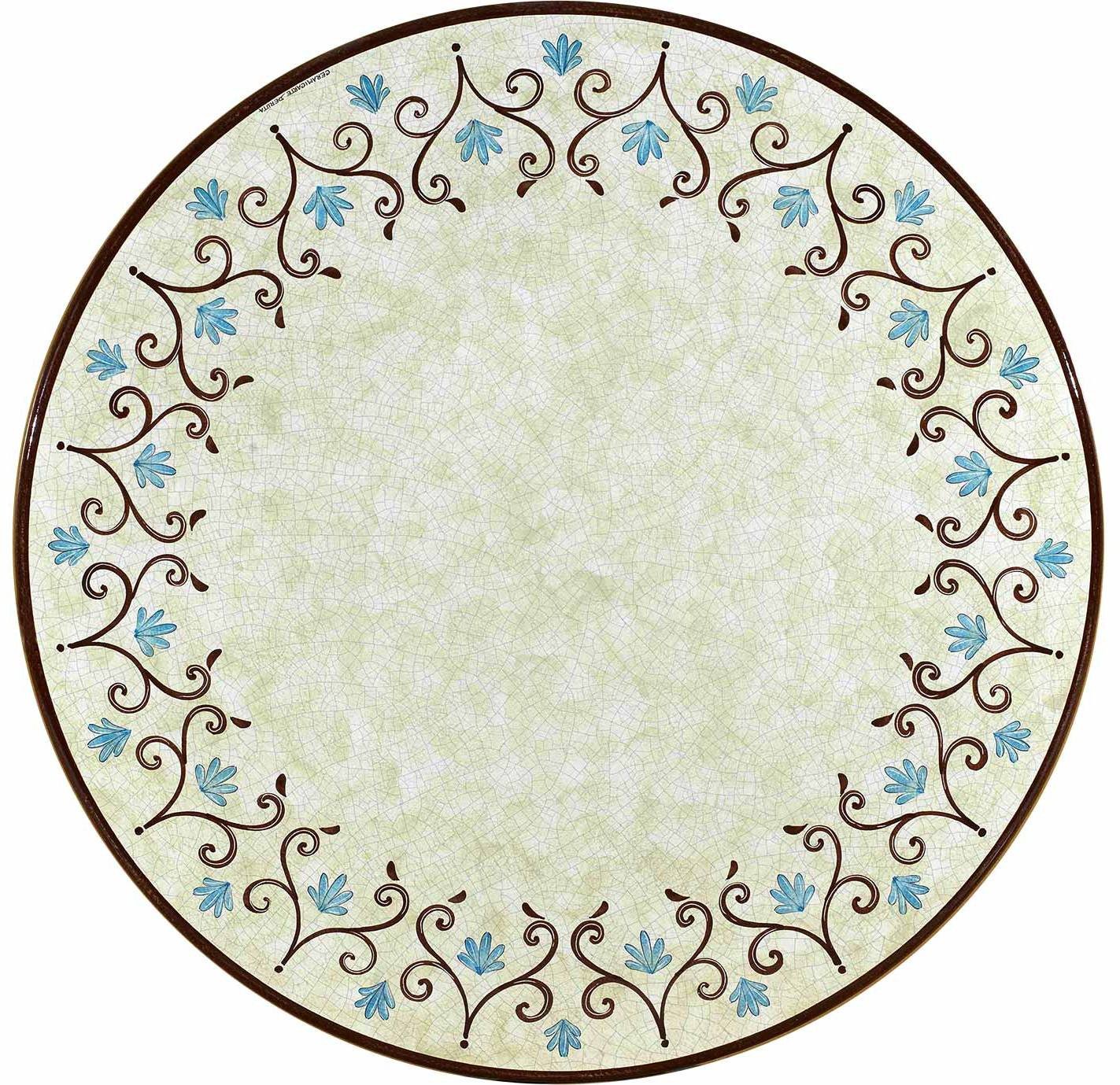 CERAMIC STONE TABLE + IRON BASE: USA2 Design - Hand Painted in Deruta, Italy. - tops-selection.shop