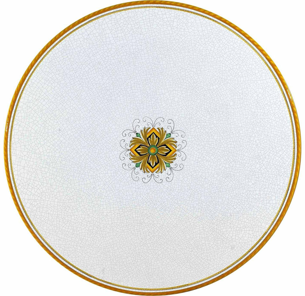 CERAMIC STONE TABLE + IRON BASE: USA Design - Hand Painted in Deruta, Italy. - tops-selection.shop