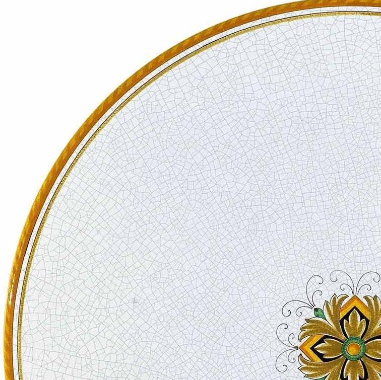 CERAMIC STONE TABLE + IRON BASE: USA Design - Hand Painted in Deruta, Italy. - tops-selection.shop