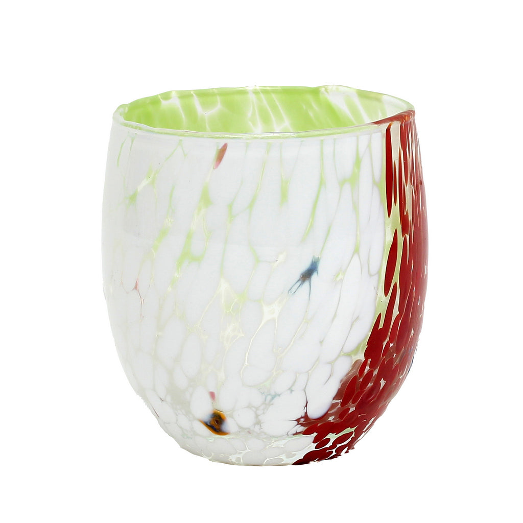 MURANO MURRINA STYLE: Stemless Wine/Water Glass fully hand made (Red Mix) NEW! - tops-selection.shop