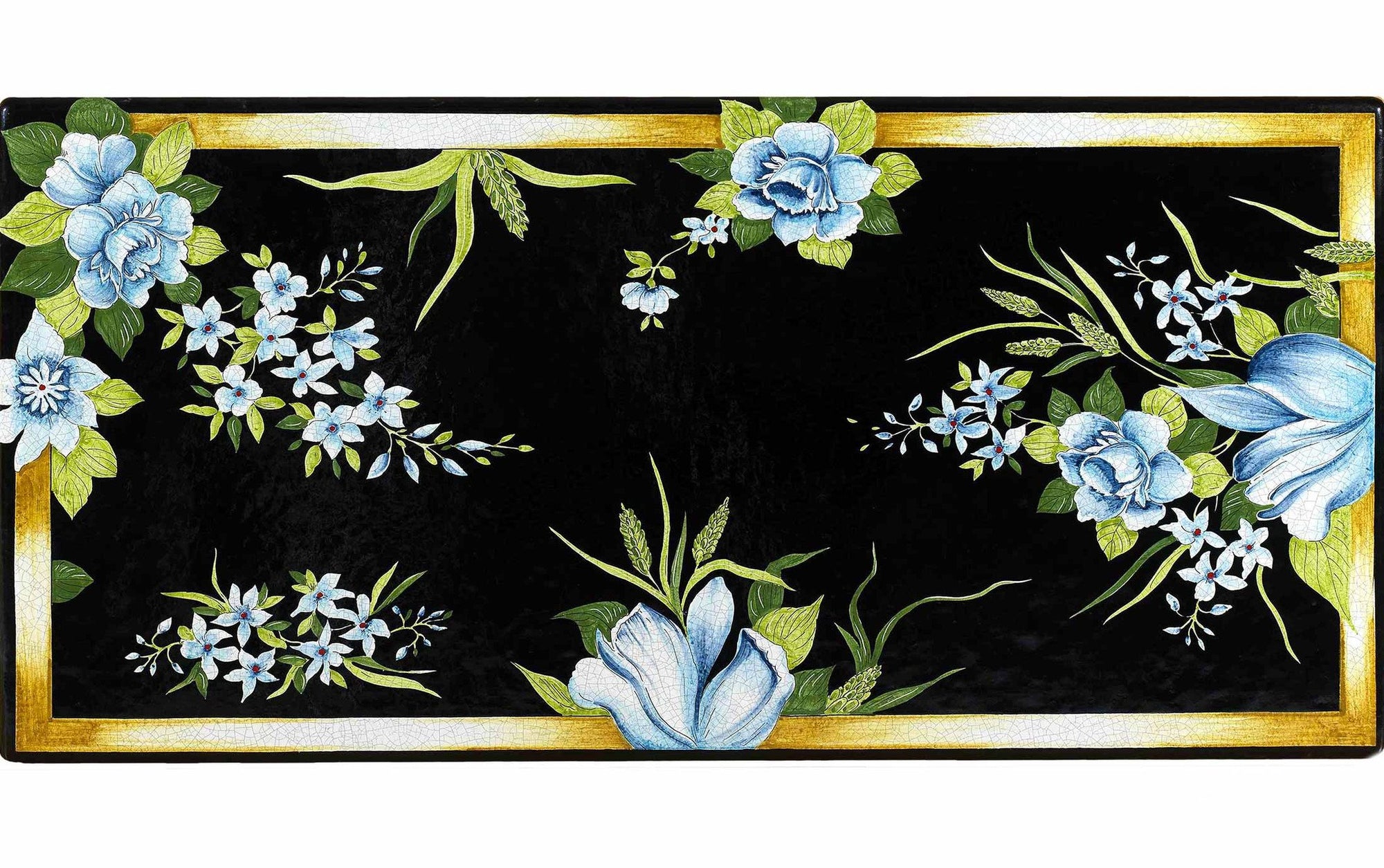 CERAMIC STONE TABLE + IRON BASE: ZARA Design^ - Hand Painted in Deruta, Italy. - tops-selection.shop