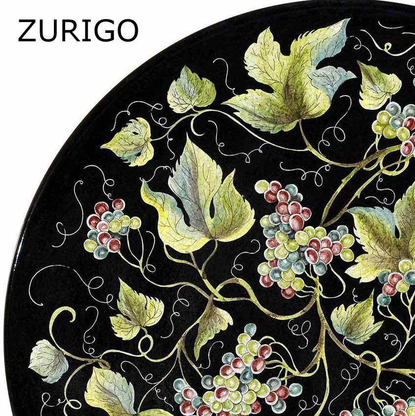 LAZY SUSAN: Ceramic-Stone Rotating Lazy Susan 46" Diam. in Deruta, Italy. - tops-selection.shop