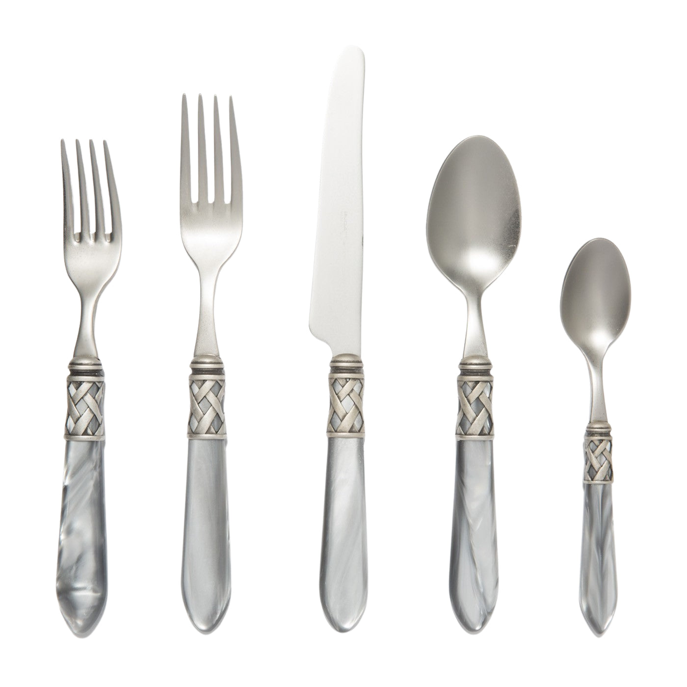 VIETRI: Aladdin Five-Piece Place Setting LIGHT GRAY - tops-selection.shop