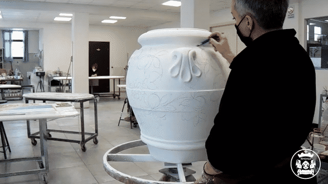 GRANDE GIARDINO:  Extra Large Deruta-Tuscan Orcio-Urn - DERUTA VARIO design (32" High) - tops-selection.shop