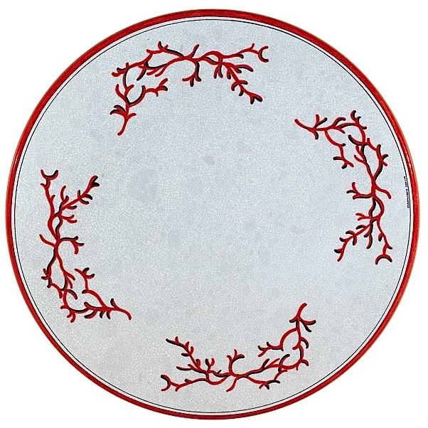 CERAMIC STONE TABLE + IRON BASE: LOS ANGELES Design - Hand Painted in Deruta, Italy. - tops-selection.shop