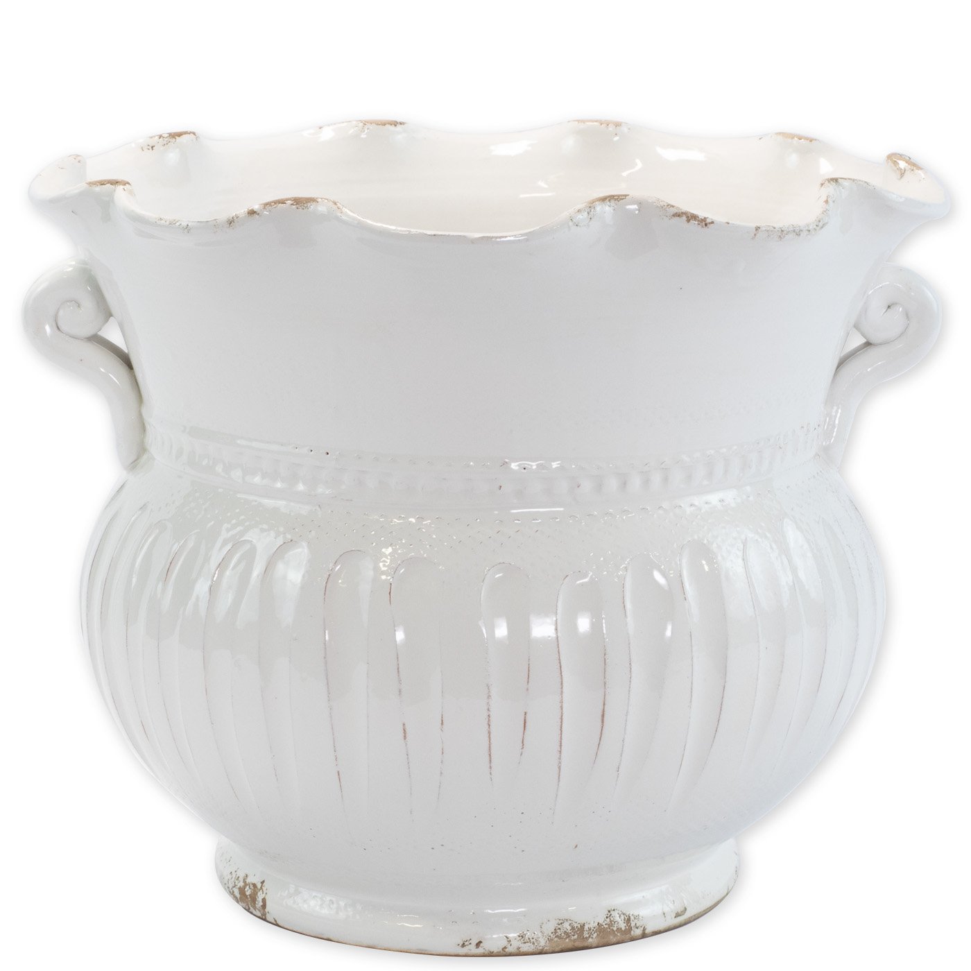 VIETRI: Rustic Garden White Large Scallop Planter - tops-selection.shop