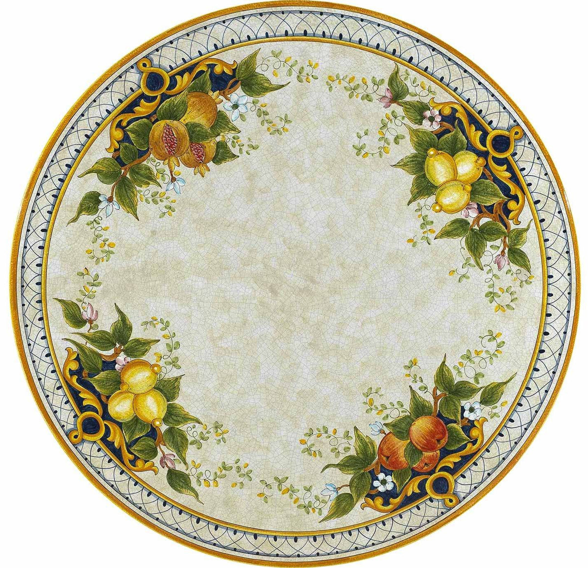 CERAMIC STONE TABLE + IRON BASE: TROPEA Design - Hand Painted in Deruta, Italy. - tops-selection.shop