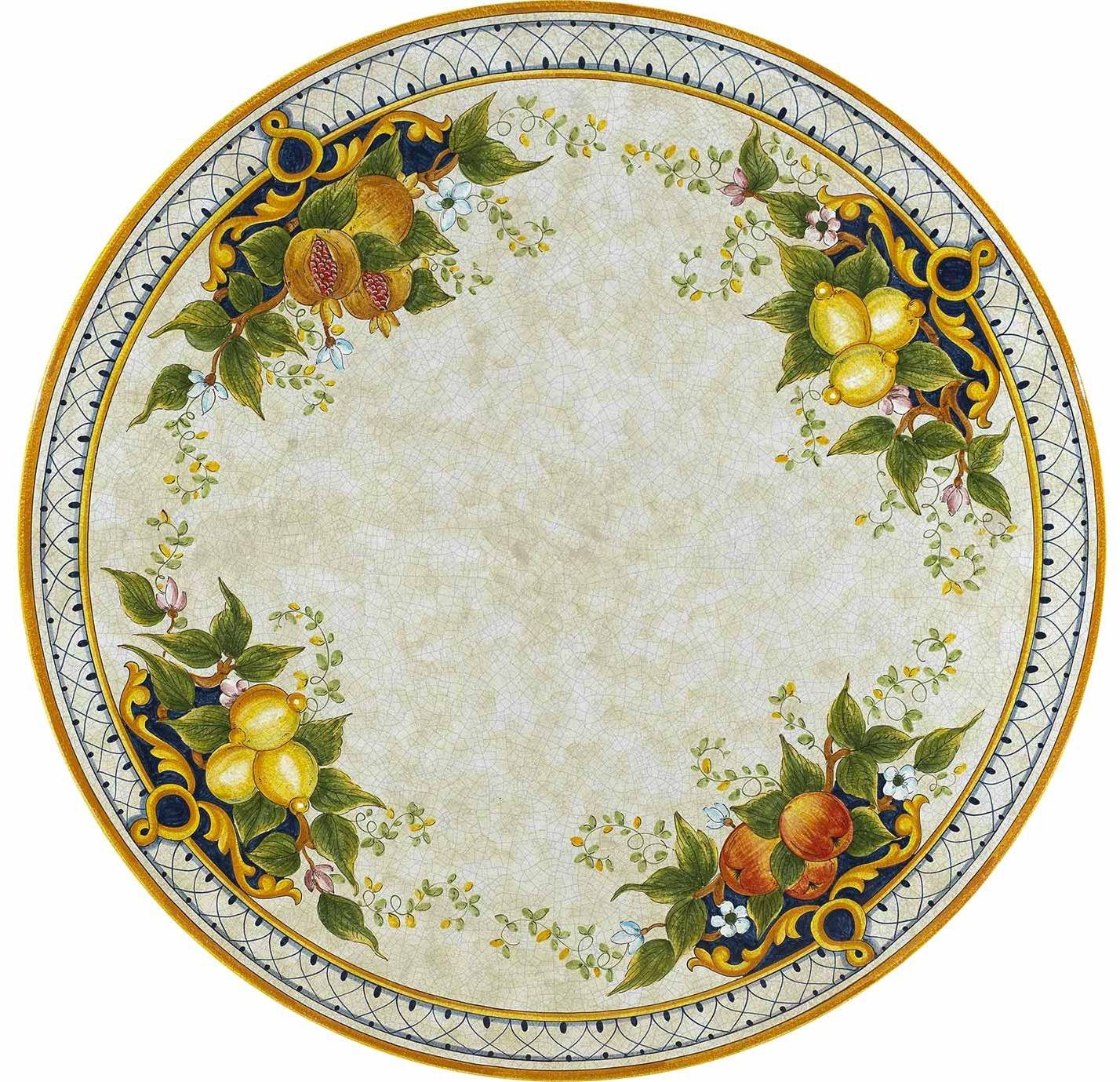 CERAMIC STONE TABLE + IRON BASE: TROPEA Design - Hand Painted in Deruta, Italy. - tops-selection.shop