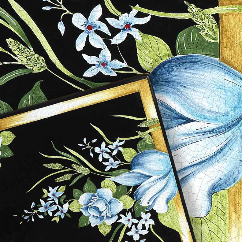 CERAMIC STONE TABLE + IRON BASE: ZARA Design^ - Hand Painted in Deruta, Italy. - tops-selection.shop